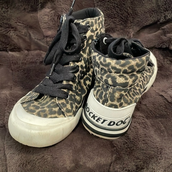 Rocket Dog Plush Foam Leopard Print Zip Up High Tops Sz 7.5 - Picture 5 of 16